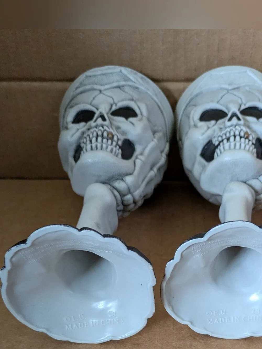 Skull Goblets Wine Glasses Set White and Black Gothic Chalices